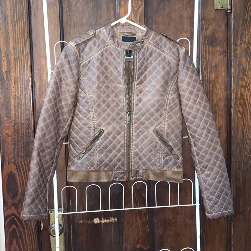 Quilted brown leather
